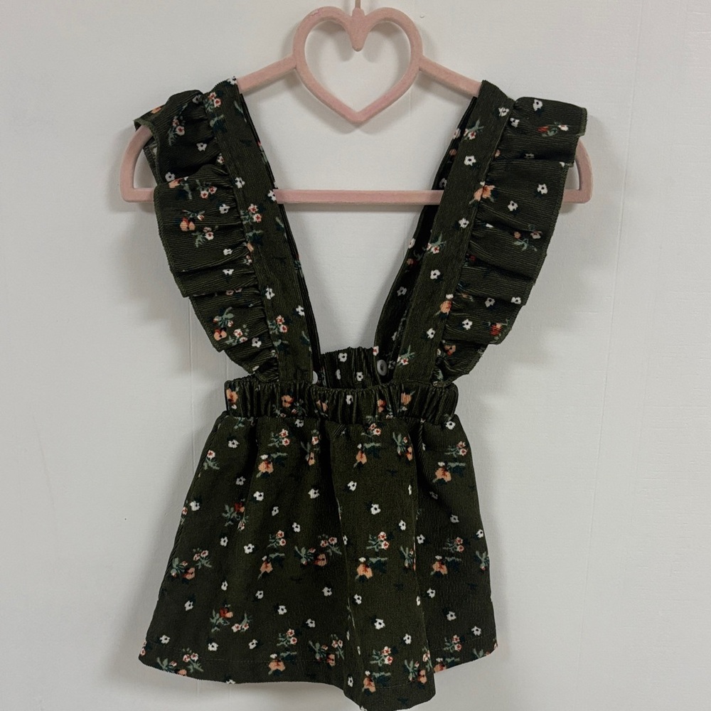 SHEIN Dark Green Floral Ruffle Blouse